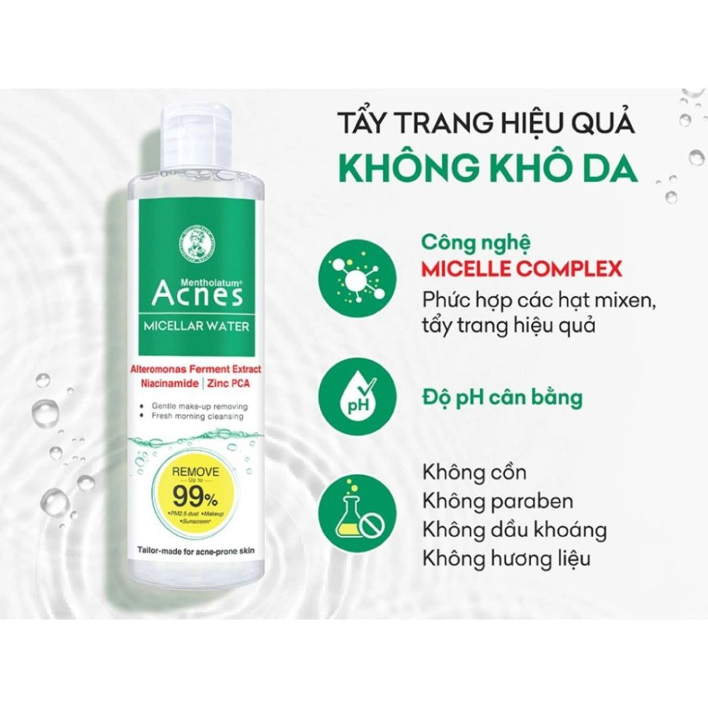 Nước Tẩy Trang Acnes Micellar Water Làm Sạch Dịu Nhẹ 200ml 4 Nước Tẩy Trang Acnes Micellar Water Làm Sạch Dịu Nhẹ 200ml - Ảnh 4