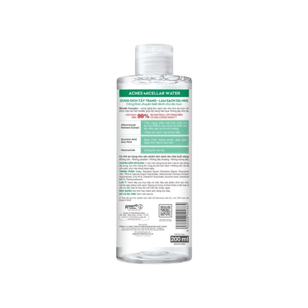 Nước Tẩy Trang Acnes Micellar Water Làm Sạch Dịu Nhẹ 200ml 3 Nước Tẩy Trang Acnes Micellar Water Làm Sạch Dịu Nhẹ 200ml - Ảnh 3