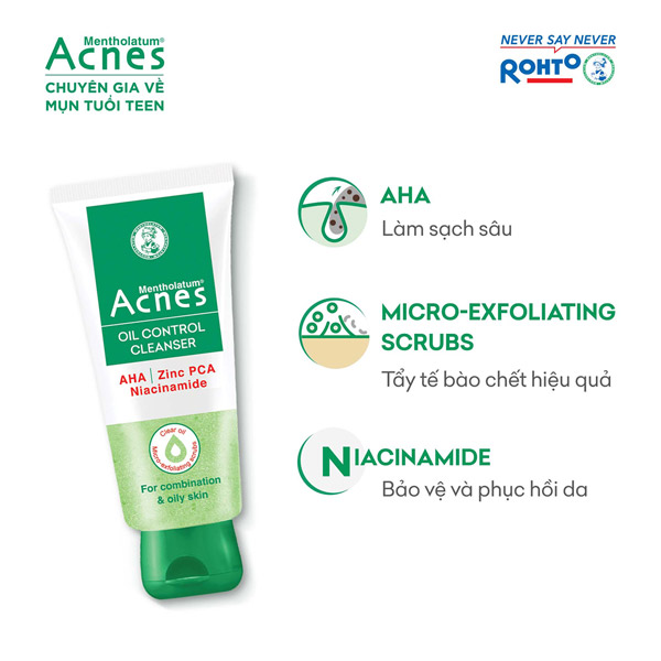 Sữa Rửa Mặt Acnes Oil Control Cleanser 50g Kiểm Soát Nhờn 3 Sữa Rửa Mặt Acnes Oil Control Cleanser 50g Kiểm Soát Nhờn - Ảnh 3