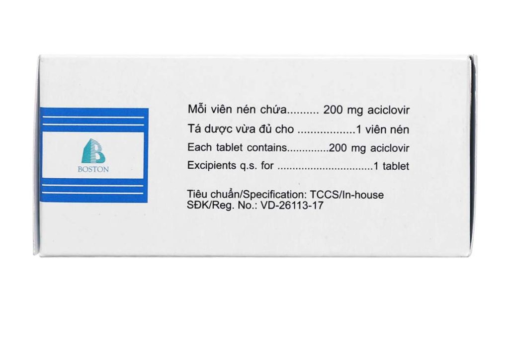 Acyclovir Boston 200 - Boston (5 vỉ x 5 viên) 3 Acyclovir Boston 200 - Boston (5 vỉ x 5 viên) - Ảnh 3