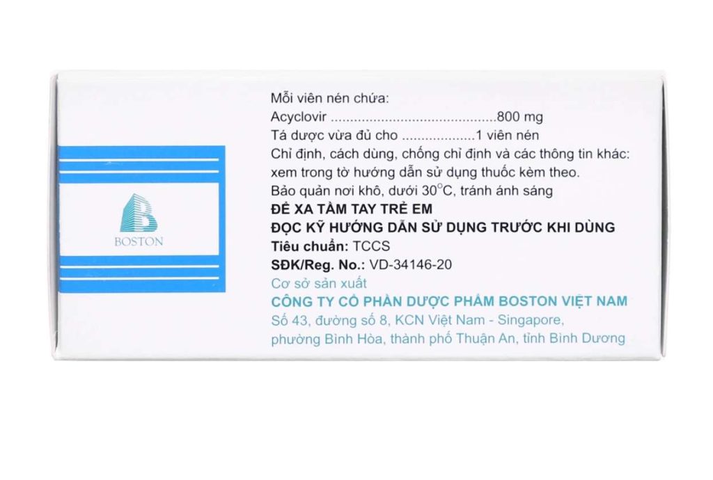 Acyclovir Boston 800 - Boston (5 vỉ x 5 viên) 4 Acyclovir Boston 800 - Boston (5 vỉ x 5 viên) - Ảnh 4