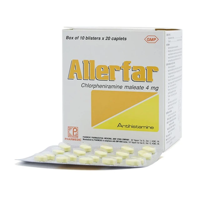 Allerfar 4mg Pharmedic – Hỗ Trợ Điều Trị Viêm Mũi Dị Ứng, Mày Đay (10 Vỉ x 20 Viên) 1 Allerfar 4mg Pharmedic – Hỗ Trợ Điều Trị Viêm Mũi Dị Ứng, Mày Đay (10 Vỉ x 20 Viên)