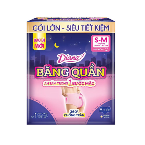 Băng Vệ Sinh Dạng Quần Diana Chống Tràn Size S-M 5pcs 2 Băng Vệ Sinh Dạng Quần Diana Chống Tràn Size S-M 5pcs - Ảnh 2