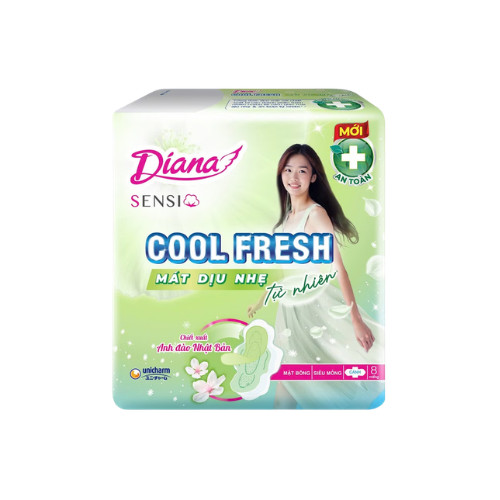 Băng vệ sinh Diana mát dịu mỏng có cánh SenSi Cool Fresh (8 Miếng/Gói) 1 Băng vệ sinh Diana mát dịu mỏng có cánh SenSi Cool Fresh (8 Miếng/Gói)
