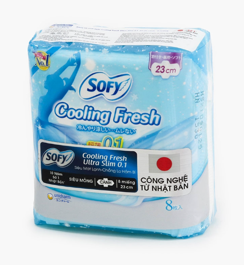 Băng vệ sinh siêu mỏng mát lạnh có cánh Sofy Cooling Fresh 23cm 8 miếng 2 Băng vệ sinh siêu mỏng mát lạnh có cánh Sofy Cooling Fresh 23cm 8 miếng - Ảnh 2