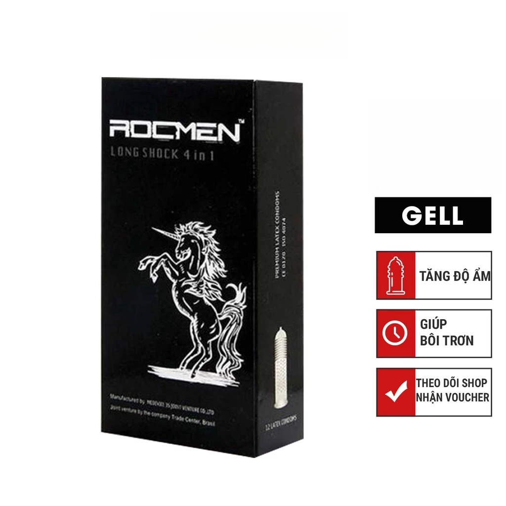 Bao cao su Rocmen Long Shock 4 in 1 12 cái hỗ trợ kéo dài thời gian 3 Bao cao su Rocmen Long Shock 4 in 1 12 cái hỗ trợ kéo dài thời gian - Ảnh 3