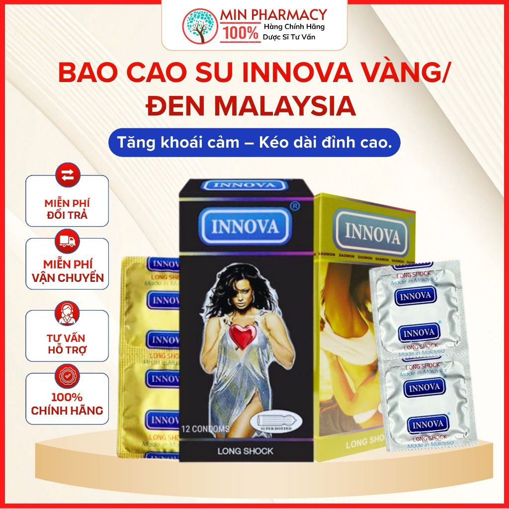 Bao Cao Su Innova 12 Cái-Hộp Đen-Hỗ Trợ Phòng Tránh Thai, Quan Hệ An Toàn 4 Bao Cao Su Innova 12 Cái-Hộp Đen-Hỗ Trợ Phòng Tránh Thai, Quan Hệ An Toàn - Ảnh 4