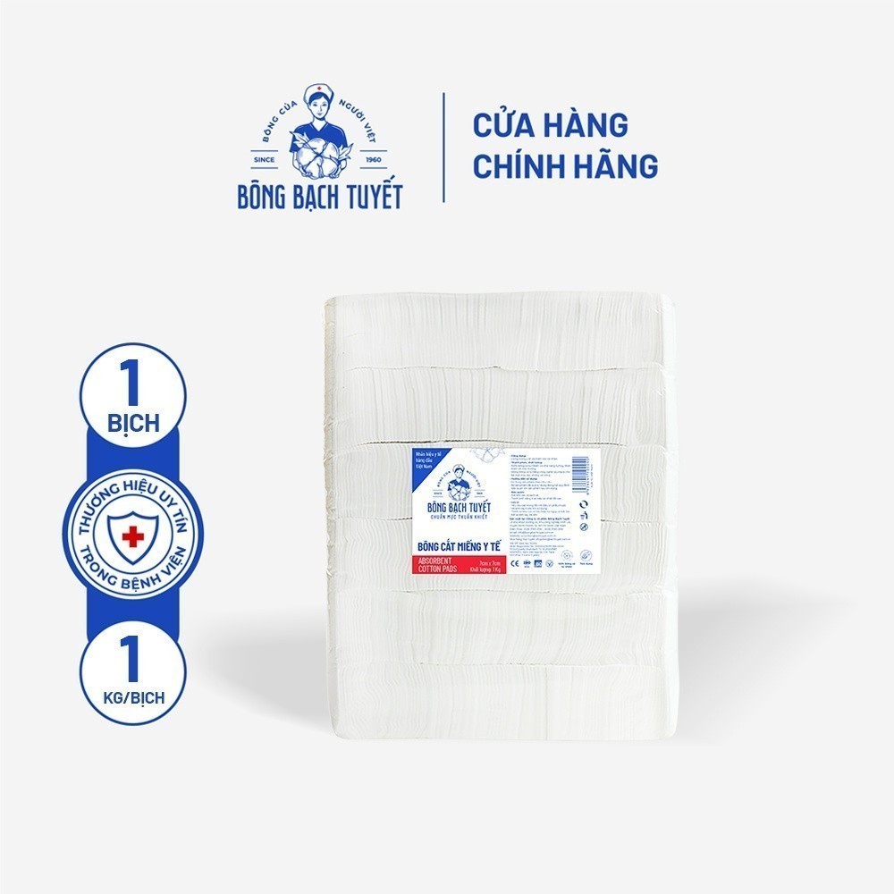 Bông cắt miếng y tế Bông Bạch Tuyết - Loại 7x7cm 1kg 2 Bông cắt miếng y tế Bông Bạch Tuyết - Loại 7x7cm 1kg - Ảnh 2