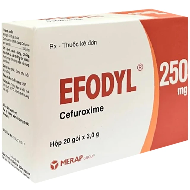 Cốm pha hỗn dịch uống Efodyl Cefuroxim 250mg Merap (20 gói) 1 Cốm pha hỗn dịch uống Efodyl Cefuroxim 250mg Merap (20 gói)