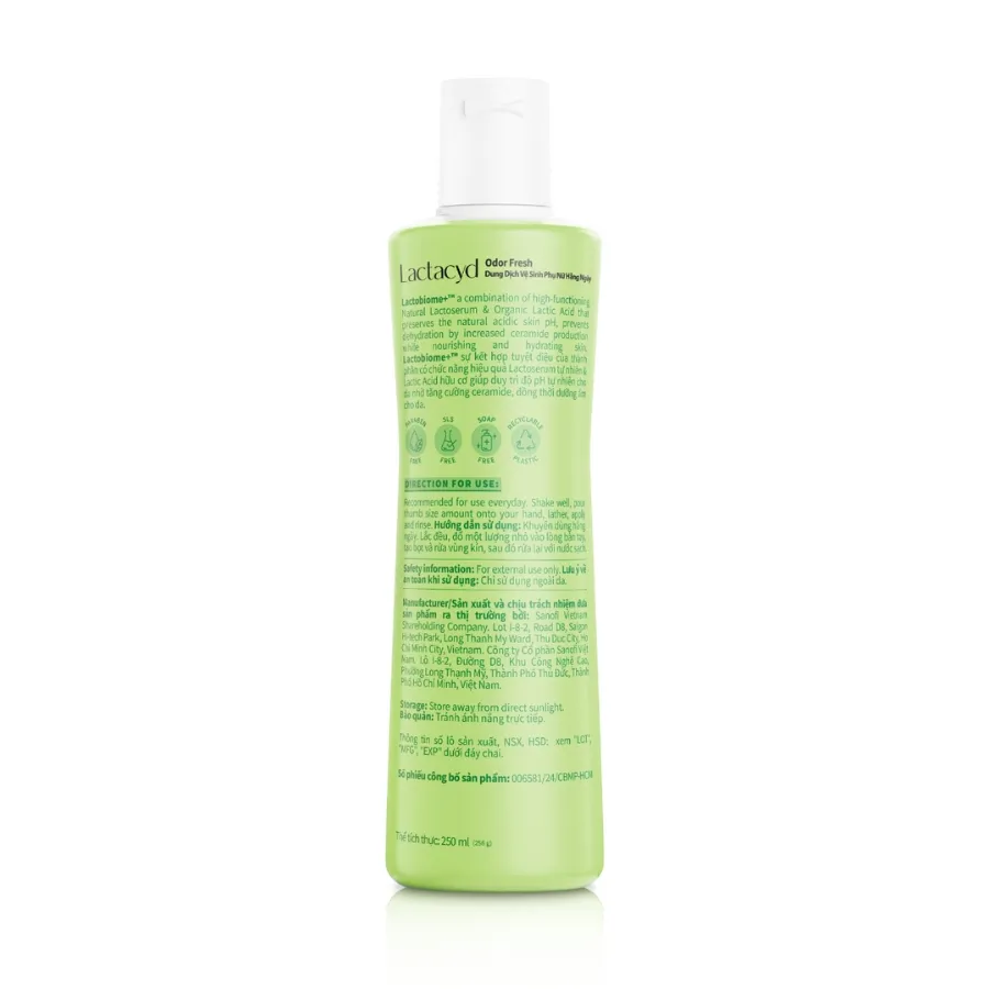 DDVS Lactacyd Odor Fresh 250ml Khử Mùi Vùng Kín Phụ Nữ Sanofi 2 DDVS Lactacyd Odor Fresh 250ml Khử Mùi Vùng Kín Phụ Nữ Sanofi - Ảnh 2
