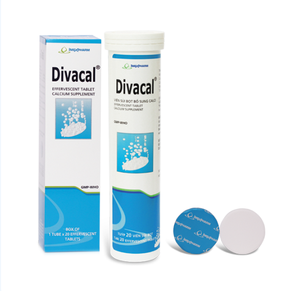DIVACAL IMEXPHARM (Hộp 1 tuýp x 20 viên sủi bọt) 1 DIVACAL IMEXPHARM (Hộp 1 tuýp x 20 viên sủi bọt)
