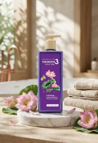 Dầu gội Dược liệu Thái Dương 3 Gold Hoa Sen (500ml) 2 Dầu gội Dược liệu Thái Dương 3 Gold Hoa Sen (500ml) - Ảnh 2