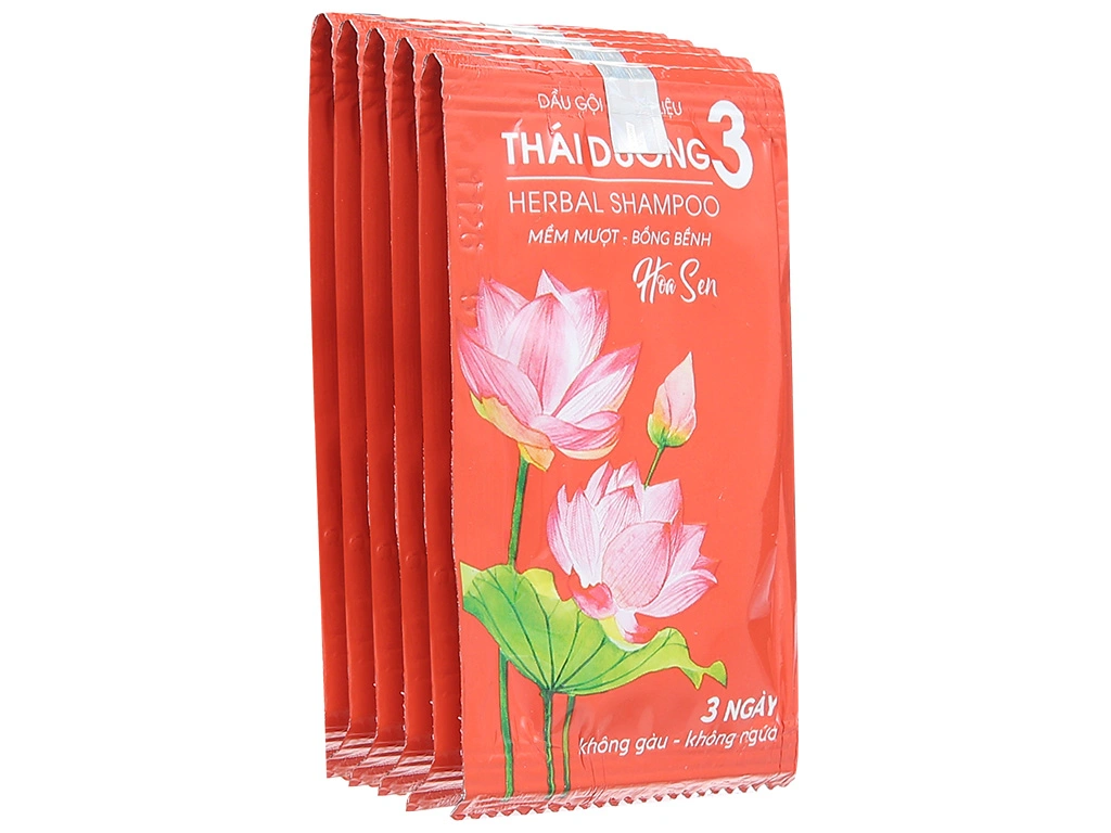 Dầu gội dược liệu Thái Dương 3 hoa sen 5ml x 10 gói 1 Dầu gội dược liệu Thái Dương 3 hoa sen 5ml x 10 gói
