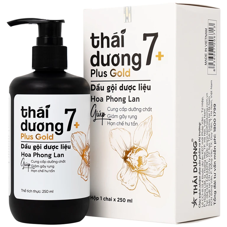 Dầu gội dược liệu Thái Dương 7 Plus Gold Hoa Phong Lan (250ml) 1 Dầu gội dược liệu Thái Dương 7 Plus Gold Hoa Phong Lan (250ml)