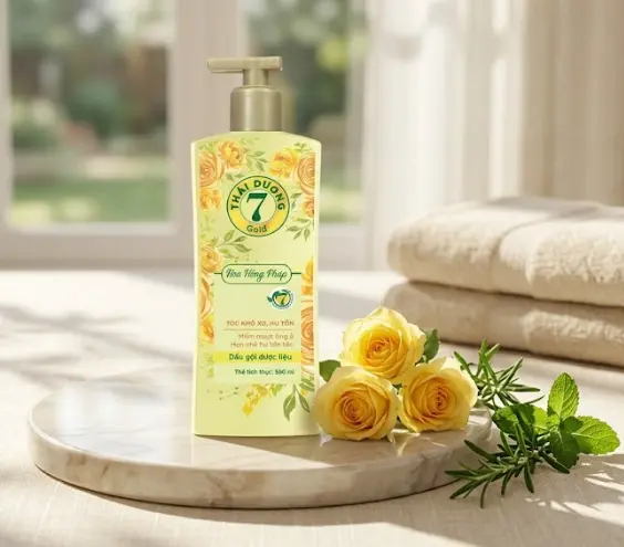 Dầu gội xả dược liệu Thái Dương 7 Gold Hoa Hồng Pháp (500ml) 2 Dầu gội xả dược liệu Thái Dương 7 Gold Hoa Hồng Pháp (500ml) - Ảnh 2