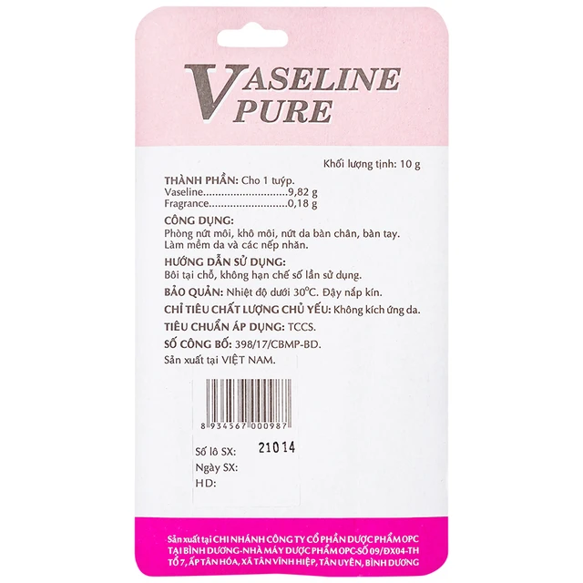 Sáp Dưỡng Ẩm Vaseline Pure OPC 10g Làm Mềm Da Và Môi 2 Sáp Dưỡng Ẩm Vaseline Pure OPC 10g Làm Mềm Da Và Môi - Ảnh 2