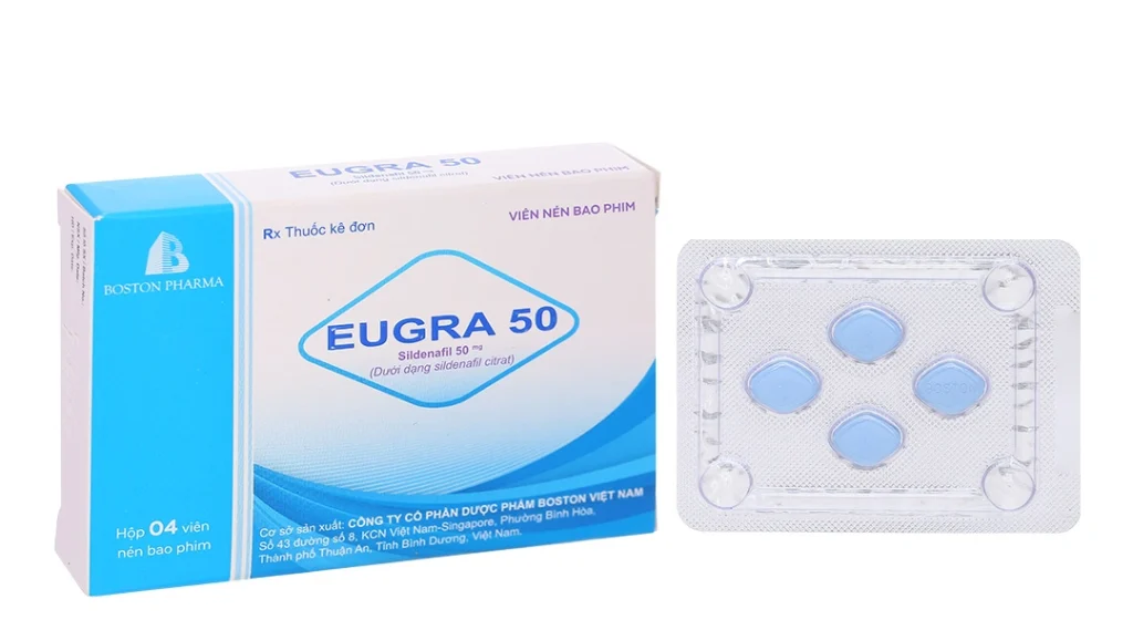 Eugra 50 trị rối loạn cương dương (1 vỉ x 4 viên) - Boston 1 Eugra 50 trị rối loạn cương dương (1 vỉ x 4 viên) - Boston