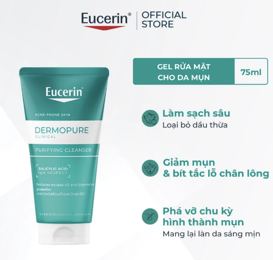 Gel Rửa Mặt Eucerin Dermopure Clinical 75ml Làm Sạch Da Dầu Mụn 2 Gel Rửa Mặt Eucerin Dermopure Clinical 75ml Làm Sạch Da Dầu Mụn - Ảnh 2
