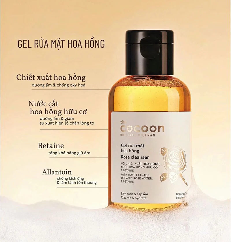 Gel Rửa Mặt Hoa Hồng Cocoon Dưỡng Ẩm Làm Sạch Dịu Nhẹ 140ml 2 Gel Rửa Mặt Hoa Hồng Cocoon Dưỡng Ẩm Làm Sạch Dịu Nhẹ 140ml - Ảnh 2