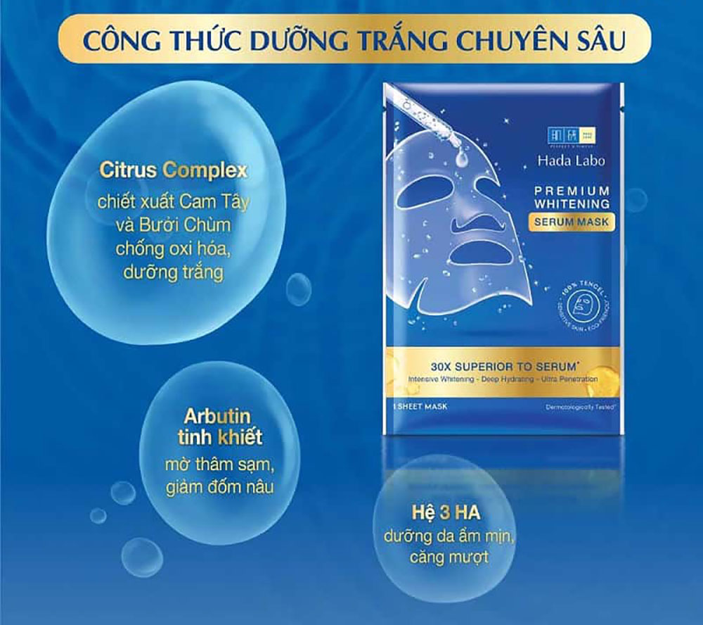 Mặt Nạ Hada Labo Premium Whitening Serum Mask 23g Dưỡng Sáng Da 3 Mặt Nạ Hada Labo Premium Whitening Serum Mask 23g Dưỡng Sáng Da - Ảnh 3