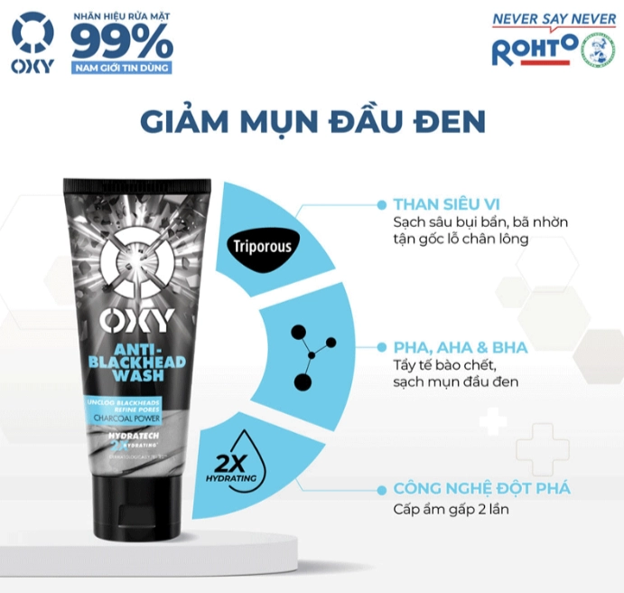 Sữa Rửa Mặt OXY Anti-Blackhead Wash Giảm Mụn Đầu Đen 100g 3 Sữa Rửa Mặt OXY Anti-Blackhead Wash Giảm Mụn Đầu Đen 100g - Ảnh 3