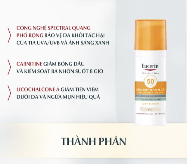 Kem Chống Nắng Eucerin CC Sun Cream SPF50+ 50ml Che Phủ Tự Nhiên 3 Kem Chống Nắng Eucerin CC Sun Cream SPF50+ 50ml Che Phủ Tự Nhiên - Ảnh 3