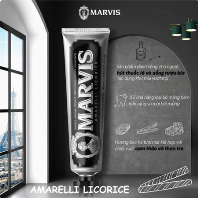 Kem Đánh Răng Marvis Amarelli Licorice Mint 85ml 2 Kem Đánh Răng Marvis Amarelli Licorice Mint 85ml - Ảnh 2