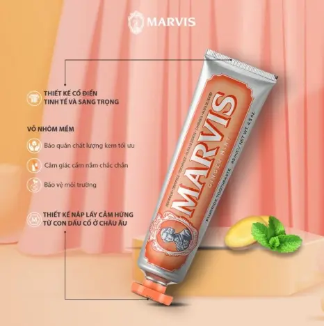 Kem Đánh Răng Marvis Ginger Mint 85ml 2 Kem Đánh Răng Marvis Ginger Mint 85ml - Ảnh 2