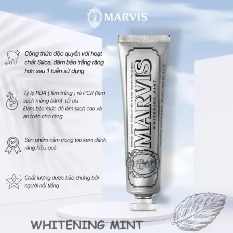 Kem Đánh Răng Marvis Màu Bạc Làm Trắng Răng 85ml 4 Kem Đánh Răng Marvis Màu Bạc Làm Trắng Răng 85ml - Ảnh 4