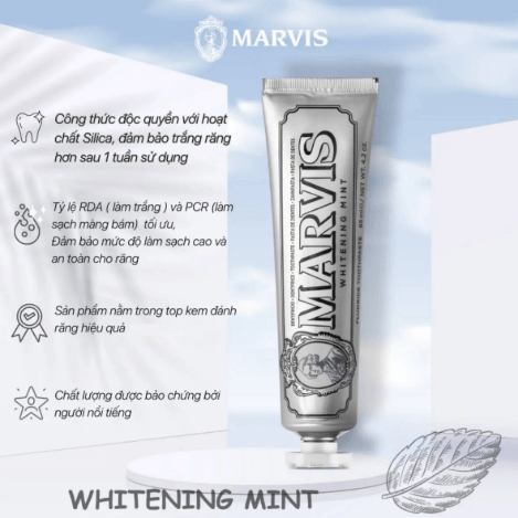 Kem Đánh Răng Marvis Smokers Whitening Mint 85ml 2 Kem Đánh Răng Marvis Smokers Whitening Mint 85ml - Ảnh 2