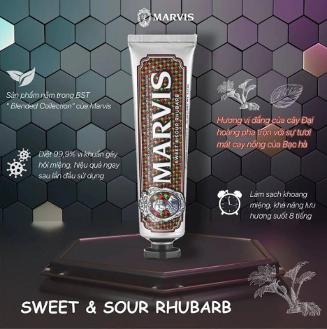 Kem Đánh Răng Marvis Sweet & Sour Rhubarb 75ml 4 Kem Đánh Răng Marvis Sweet & Sour Rhubarb 75ml - Ảnh 4