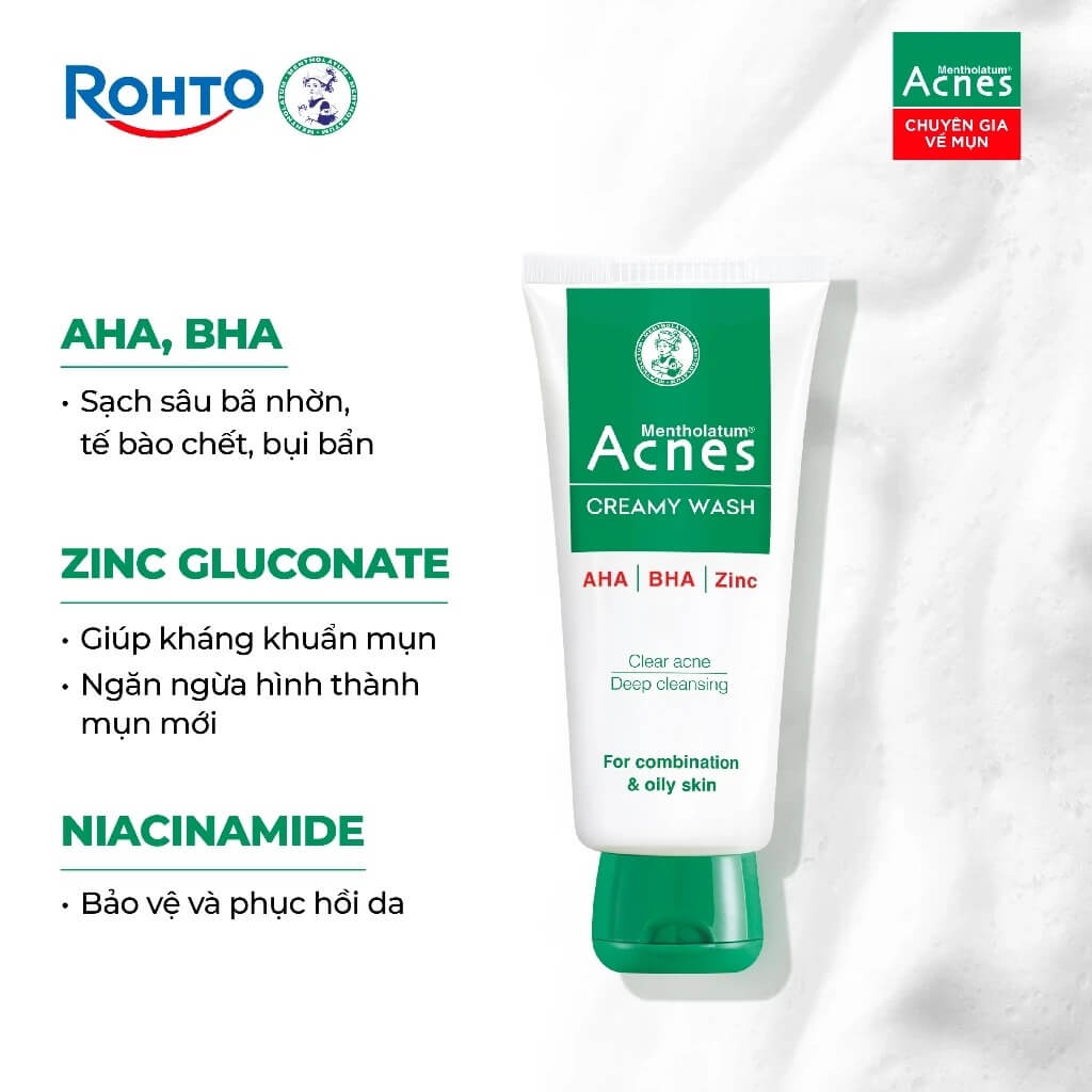 Kem Rửa Mặt Acnes Creamy Wash 100g Sạch Nhờn Giảm Mụn 2 Kem Rửa Mặt Acnes Creamy Wash 100g Sạch Nhờn Giảm Mụn - Ảnh 2