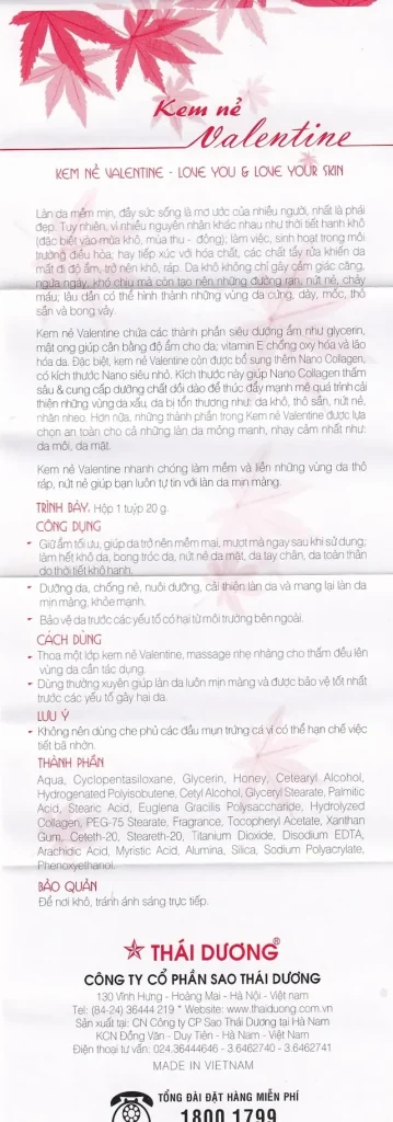 Kem bôi nẻ Valentine Sao Thái Dương giữ ẩm, chống nứt nẻ (20g) 3 Kem bôi nẻ Valentine Sao Thái Dương giữ ẩm, chống nứt nẻ (20g) - Ảnh 3