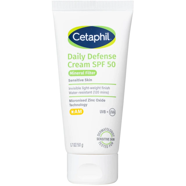 Kem Chống Nắng Cetaphil Daily Defense Cream SPF50 Dưỡng Ẩm 2in1 50g 3 Kem Chống Nắng Cetaphil Daily Defense Cream SPF50 Dưỡng Ẩm 2in1 50g - Ảnh 3