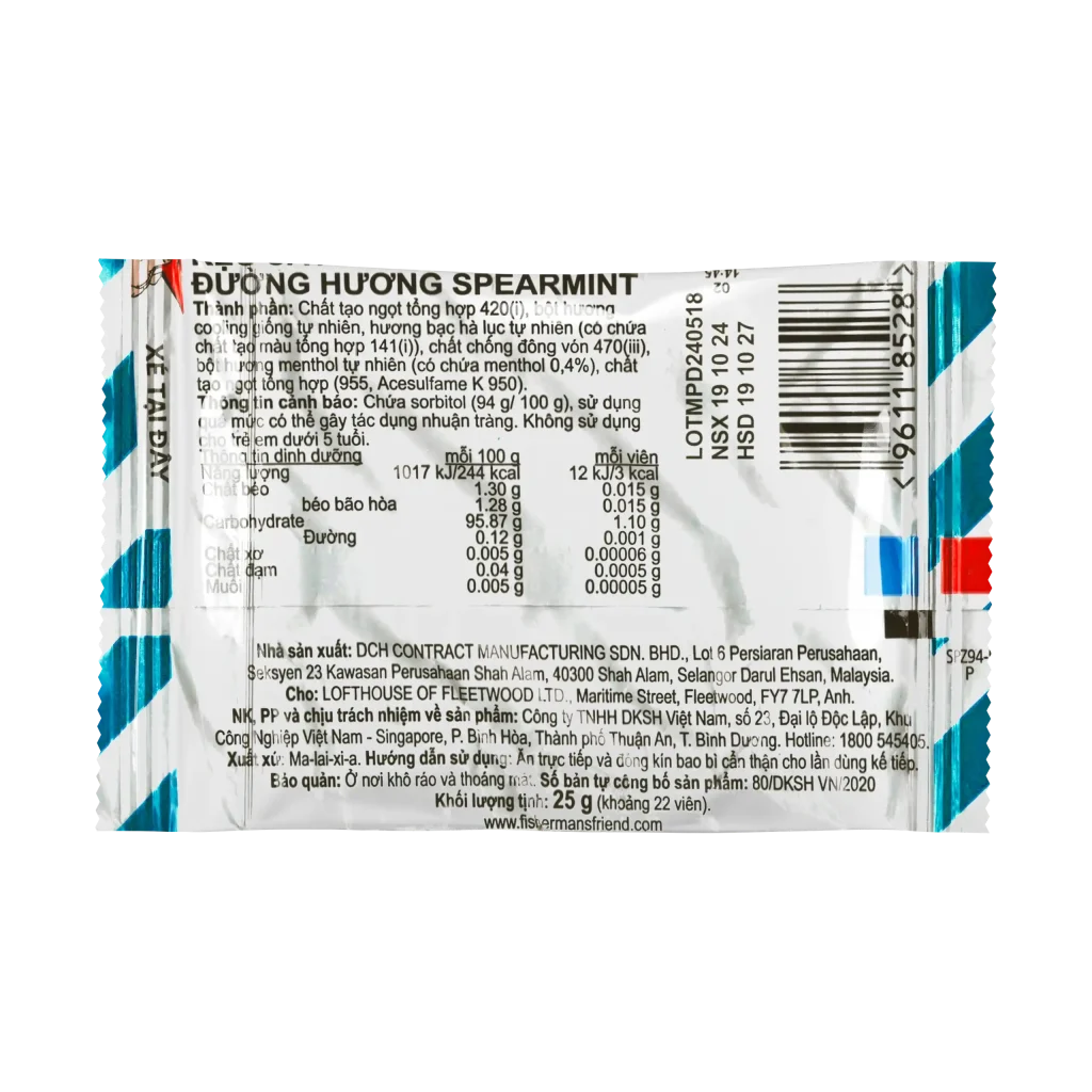 Kẹo Cay Fisherman's Friend Spearmint 25g Không Đường Hỗ Trợ Làm Mát Họng 3 Kẹo Cay Fisherman's Friend Spearmint 25g Không Đường Hỗ Trợ Làm Mát Họng - Ảnh 3