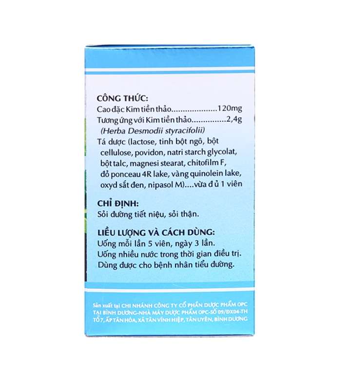 Kim tiền thảo OPC chai 100 viên - Viên nén bao phim 3 Kim tiền thảo OPC chai 100 viên - Viên nén bao phim - Ảnh 3
