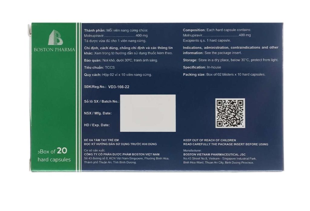 MOLRAVIR 400 - Boston (2 vỉ x 10 viên) 3 MOLRAVIR 400 - Boston (2 vỉ x 10 viên) - Ảnh 3