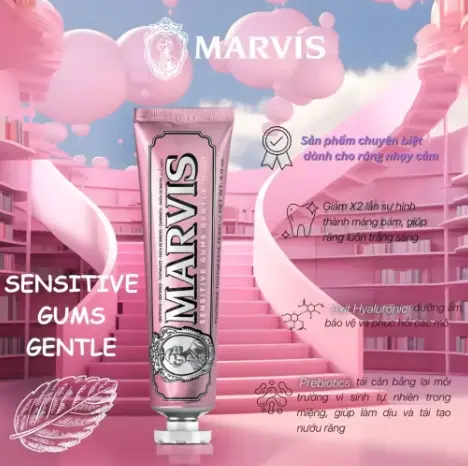 Marvis Sensitive Gums Gentle Mint 75ml 3 Marvis Sensitive Gums Gentle Mint 75ml - Ảnh 3