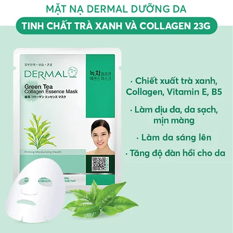 Mặt Nạ Dermal Collagen Trà Xanh 23g Dưỡng Ẩm Làm Dịu Da 3 Mặt Nạ Dermal Collagen Trà Xanh 23g Dưỡng Ẩm Làm Dịu Da - Ảnh 3
