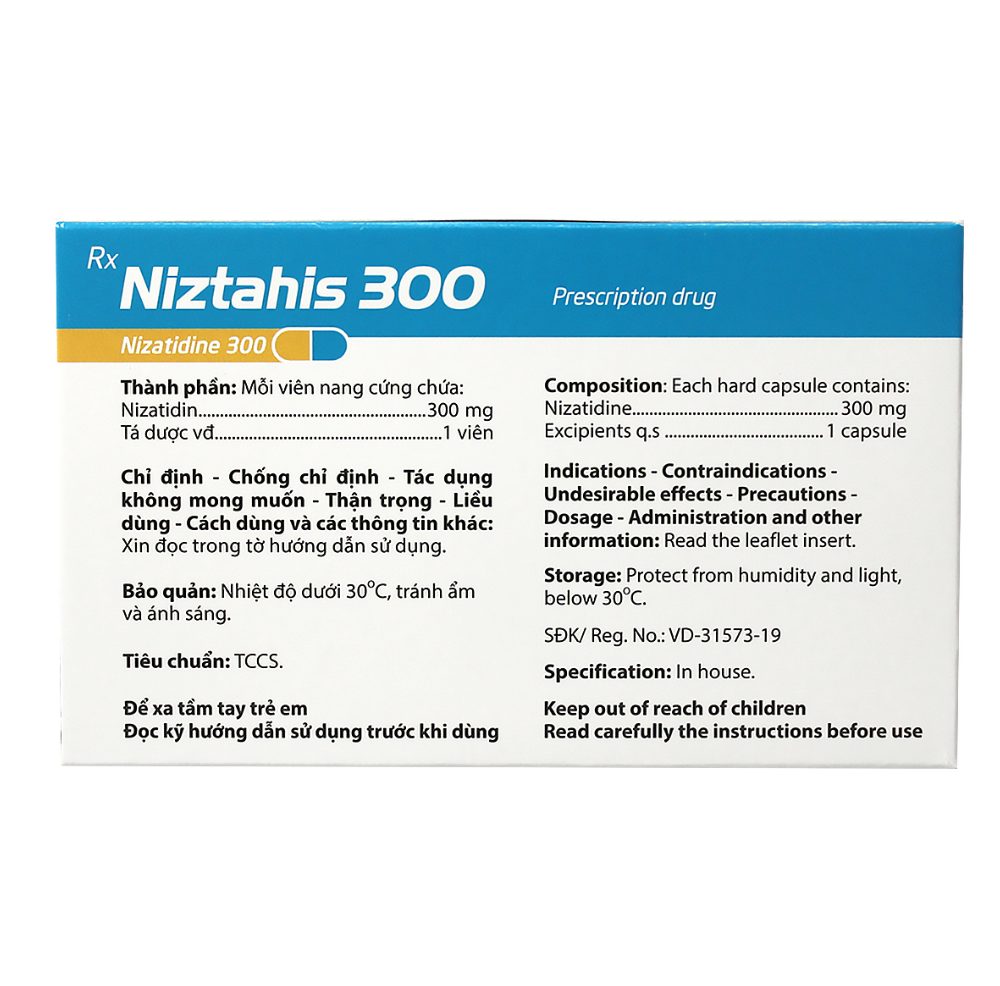 NIZTAHIS 300 AGIMEXPHARM (NIZATIDIN) 3 NIZTAHIS 300 AGIMEXPHARM (NIZATIDIN) - Ảnh 3
