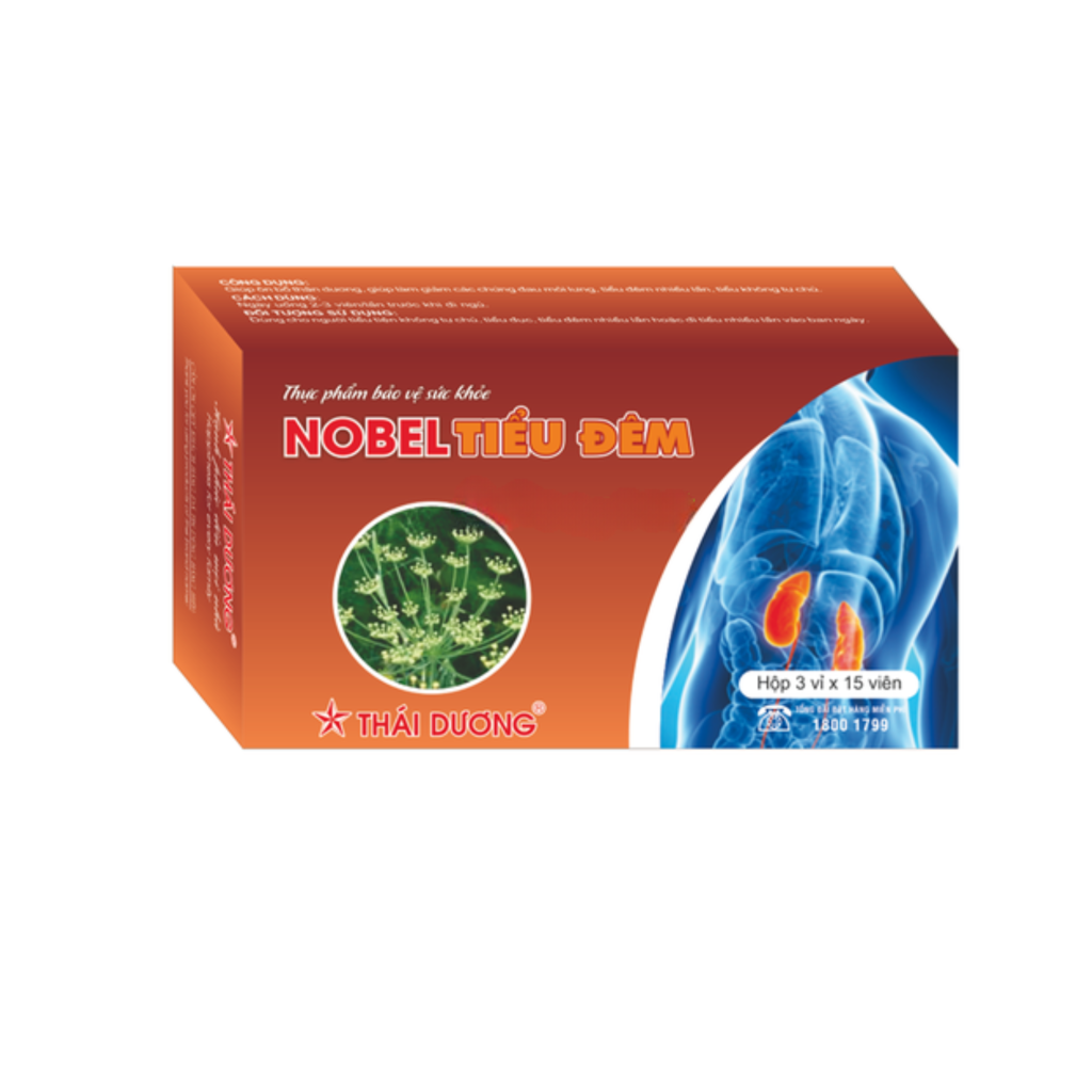 Nobel tiểu đêm (Hộp 3 vỉ x 15 viên) 1 Nobel tiểu đêm (Hộp 3 vỉ x 15 viên)