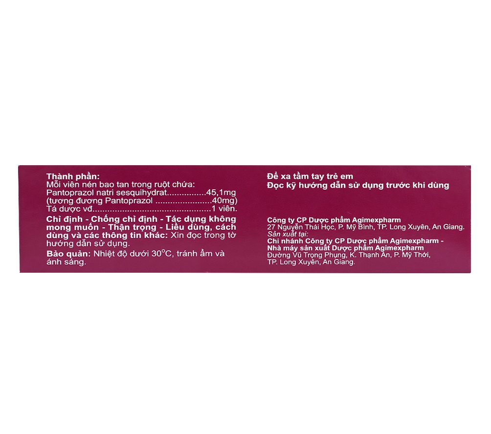 PANTAGI 40 AGIMEXPHARM (PANTOPRAZOL) 3 PANTAGI 40 AGIMEXPHARM (PANTOPRAZOL) - Ảnh 3