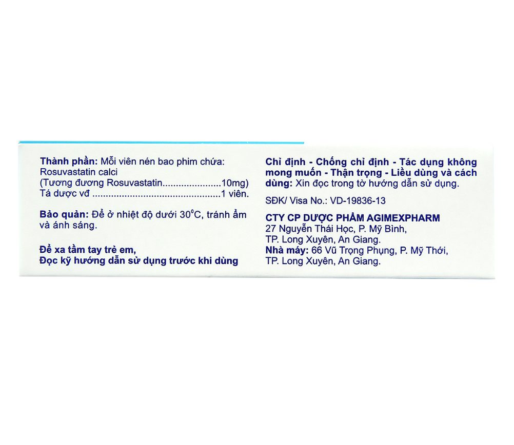 ROTINVAST 10MG AGIMEXPHARM (ROSUVASTATIN ) 2 ROTINVAST 10MG AGIMEXPHARM (ROSUVASTATIN ) - Ảnh 2