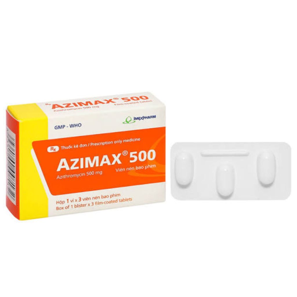 Azimax 500mg trị nhiễm khuẩn (1 vỉ x 3 viên) 1 Azimax 500mg trị nhiễm khuẩn (1 vỉ x 3 viên)