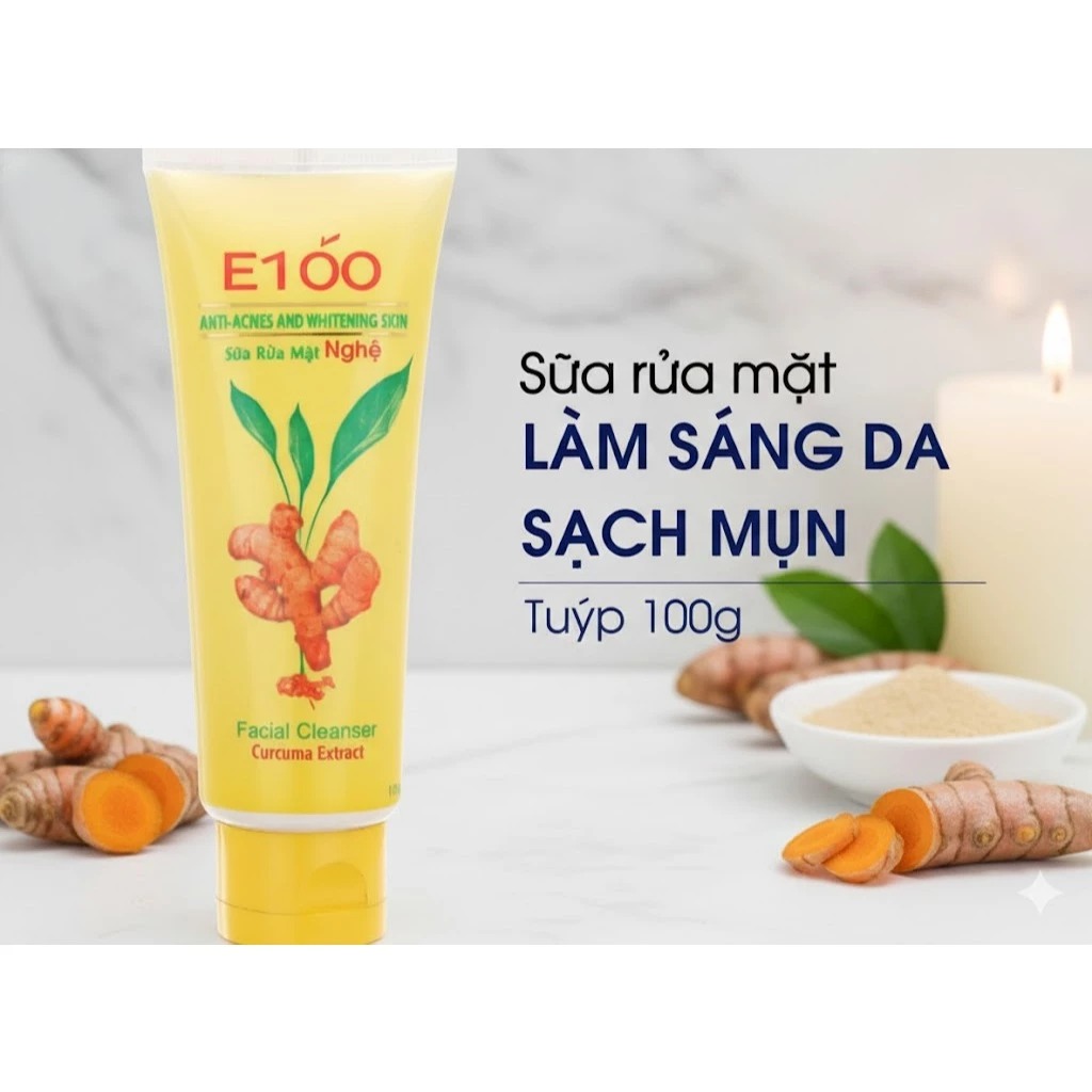 Sữa Rửa Mặt E100 Nghệ 100ml Giảm Mụn Sáng Da 2 Sữa Rửa Mặt E100 Nghệ 100ml Giảm Mụn Sáng Da - Ảnh 2