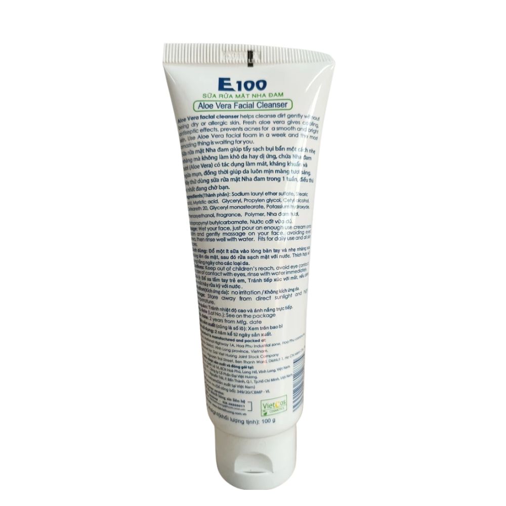 Sữa Rửa Mặt E100 Nha Đam Làm Sạch Dịu Nhẹ 100ml 2 Sữa Rửa Mặt E100 Nha Đam Làm Sạch Dịu Nhẹ 100ml - Ảnh 2