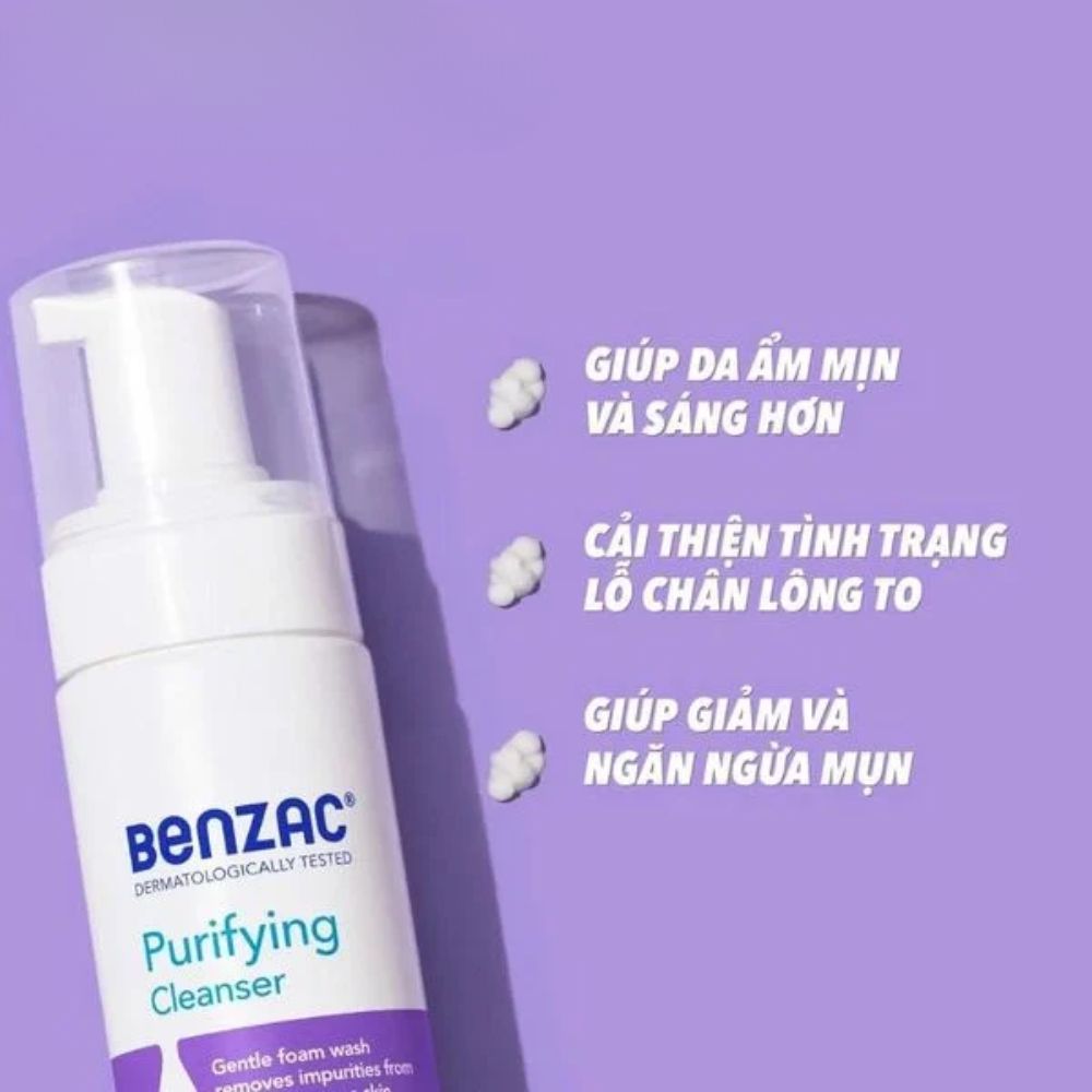 Sữa Rửa Mặt Benzac Purifying Foam 130ml Sạch Sâu Ngừa Mụn 3 Sữa Rửa Mặt Benzac Purifying Foam 130ml Sạch Sâu Ngừa Mụn - Ảnh 3