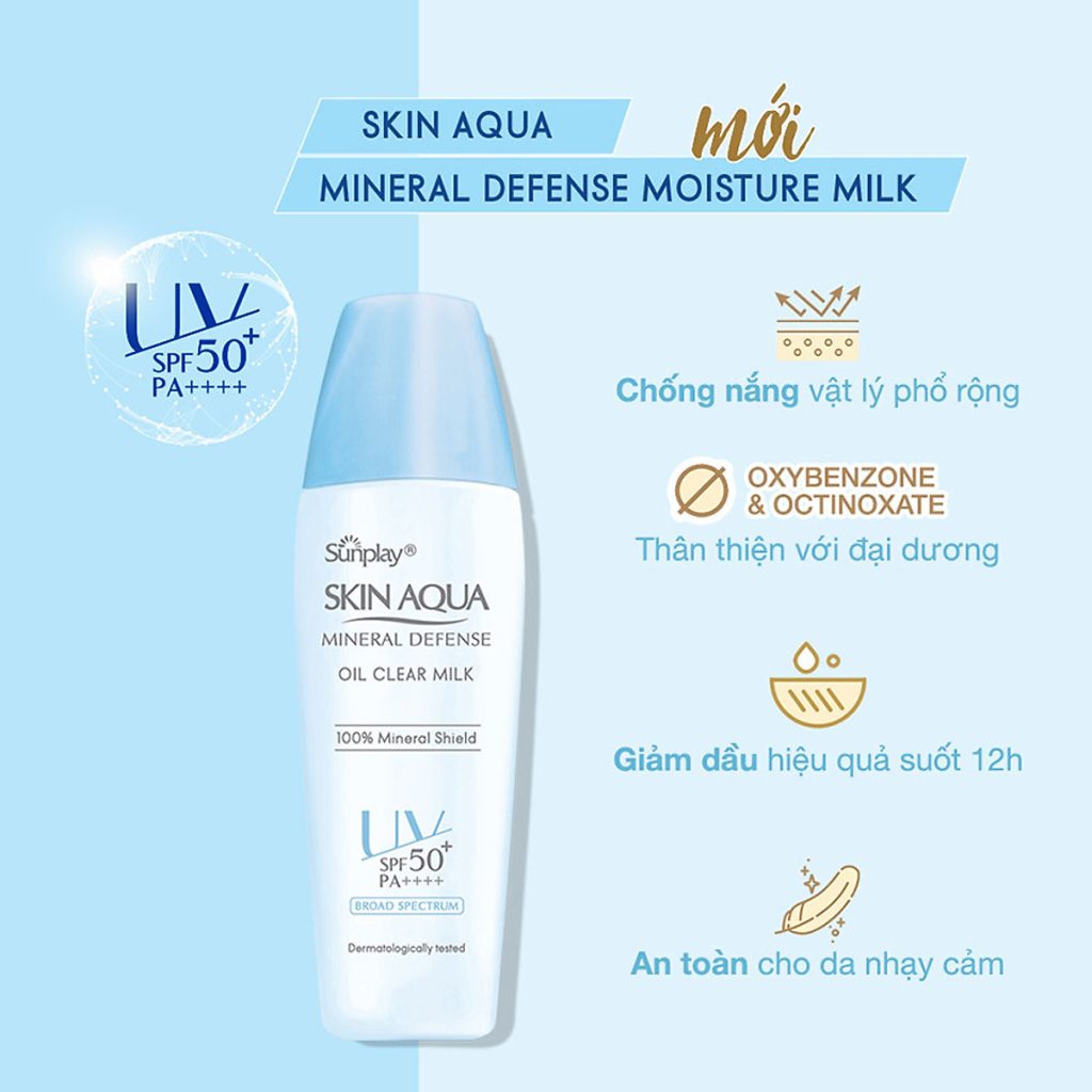 Kem Chống Nắng Sunplay Skin Aqua Mineral Defense Oil Clear Milk 25g Kiềm Dầu 4 Kem Chống Nắng Sunplay Skin Aqua Mineral Defense Oil Clear Milk 25g Kiềm Dầu - Ảnh 4