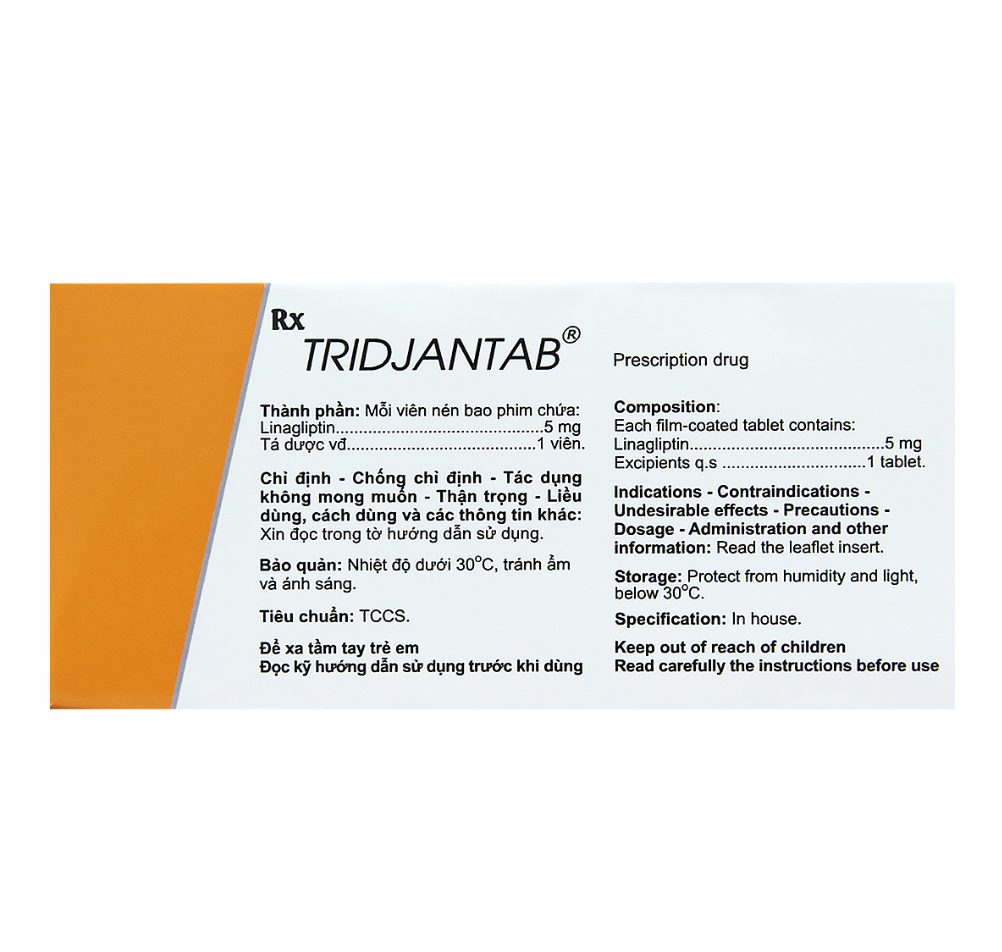 TRIDJANTAB 5MG AGIMEXPHARM (LINAGLIPTIN) 3 TRIDJANTAB 5MG AGIMEXPHARM (LINAGLIPTIN) - Ảnh 3