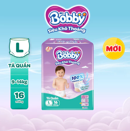 Tã/Bỉm quần Bobby mẫu mới gói nhỏ L16 1 Tã/Bỉm quần Bobby mẫu mới gói nhỏ L16